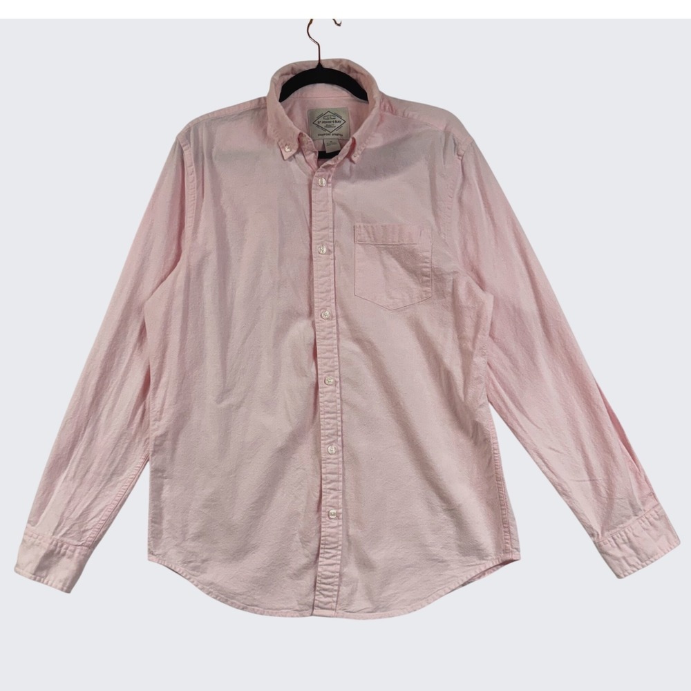 St. John's Bay M Comfort Stretch Oxford Shirt Pink Long Sleeve Preppy Classic